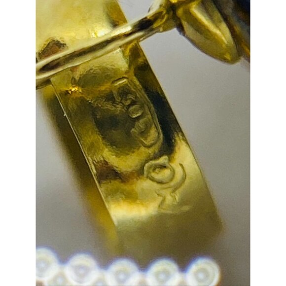 Vintage 14K 585 Gold Globe and Enamel Pendant Signed - Picture 8 of 8